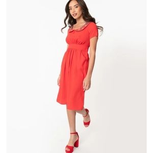 Red embroidered collar Mavis Dress Unique Vintage Sheen